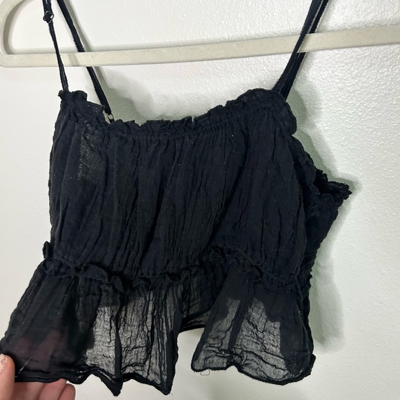 Free People Black Women's Ruffled Top - Picture 3 of 5